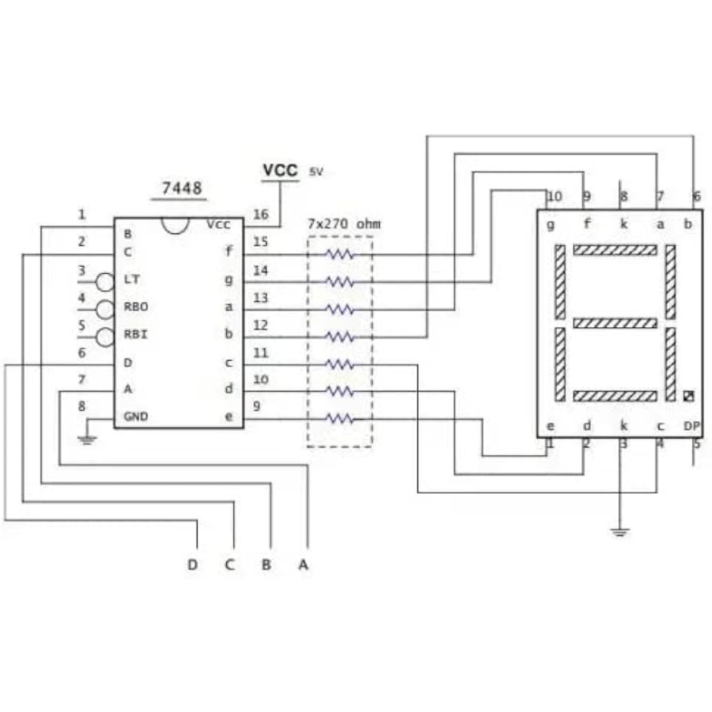 7448 BCD to 7-Segment Decoder/Driver IC – Voltaat