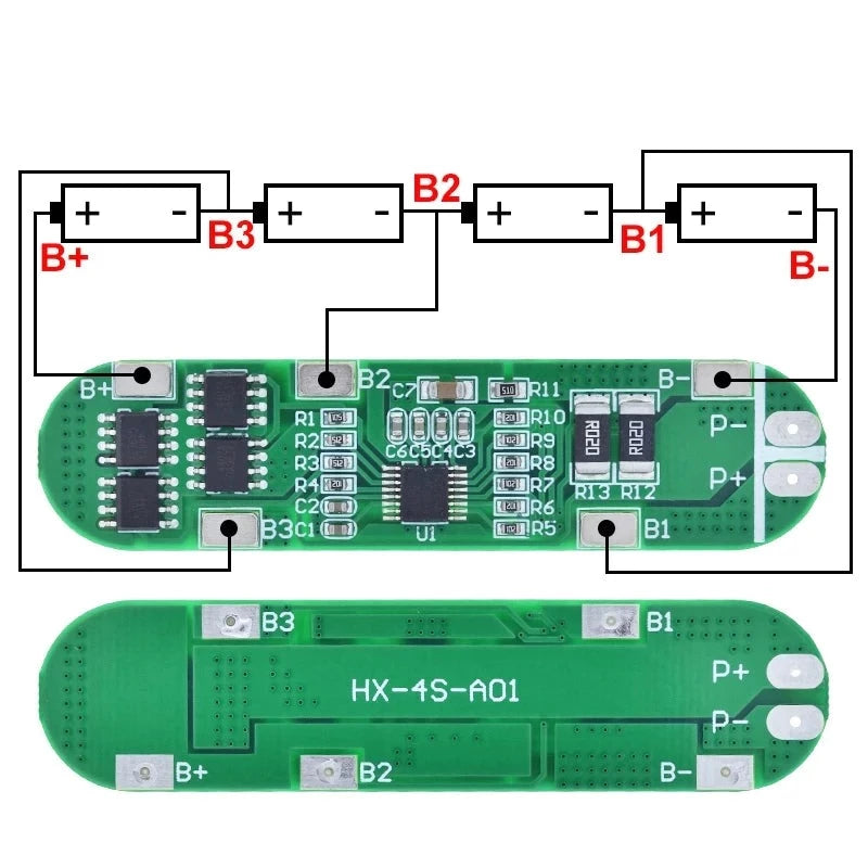 4S 12A 14.8V 18650 Li-ion Battery Protection Board (BMS