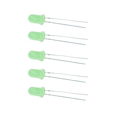 Voltaat COMP_LEDS_illumination Green 5mm LED – 5.0V 20mA (5 Pack)