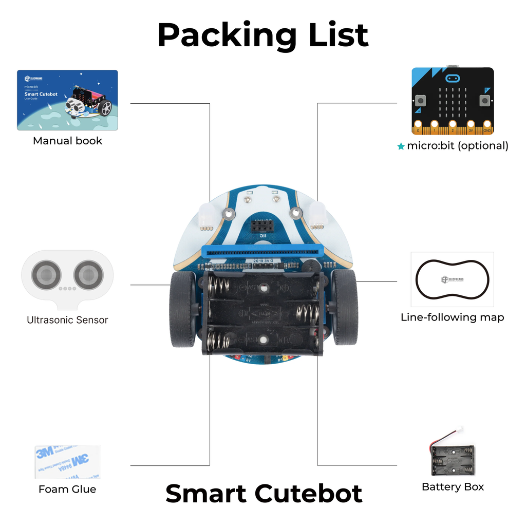 Micro Bit Robot Box ElecFreaks Cutebot Smart Robot Kit for micro:bit (Micro:bit Not Includ ...