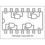 Voltaat CHIPS_Microcontrollers_Gates 7409 Quad 2-Input AND Gate Logic IC, Open-Collector