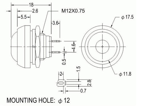 Mini Momentary Push Button Switch (12mm) Mini Momentary Push Button Switch (12mm)