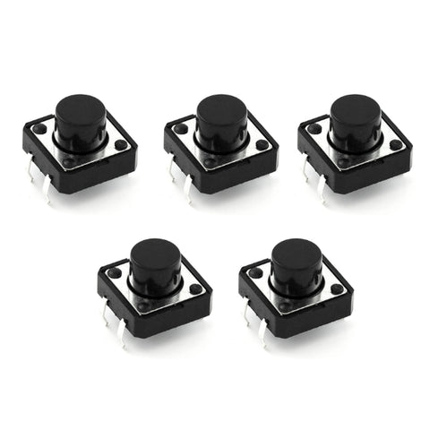 Voltaat comp_button_switches Push Button Switch 12mm – Momentary Tactile, Breadboard Friendly (5 Pack)