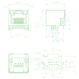 Voltaat COMP_Cables_Connectors RJ45 Ethernet Female Socket with Dual LED Indicators