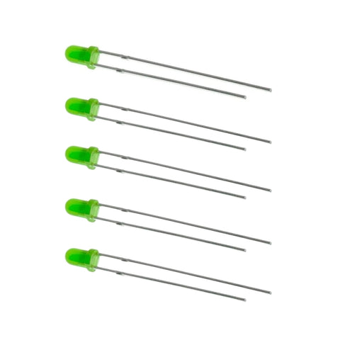 Voltaat COMP_LEDS_illumination Green 3mm LED – Diffused Lens (5 Pack)