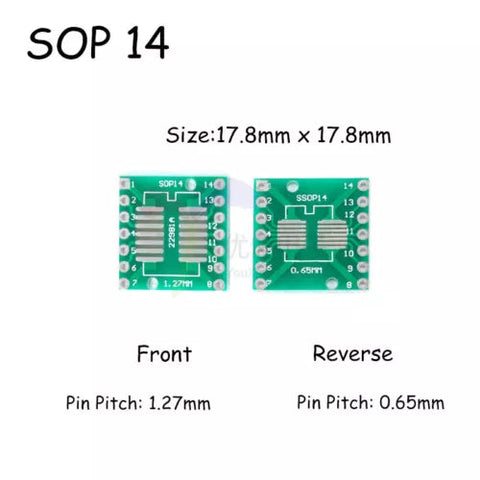 Double Side SMD SOP to DIP Adapter – SOP 8/10/14/16/20/24 Double Side SMD SOP to DIP Adapter – SOP 8/10/14/16/20/24