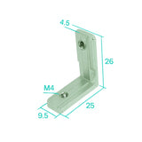 Voltaat MECH_Aluminum_Profile Internal Corner Joint Bracket for 20 Series Aluminum Profile – 90° M4 Fixing