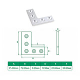 Voltaat MECH_Aluminum_Profile L Type 5 Holes Joining Plate – 2020 Aluminum Profile