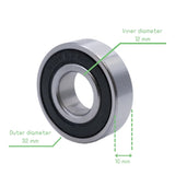 Voltaat MECH_Bearings_Springs 6201-2RS Deep Groove Ball Bearing – 12x32x10 mm Sealed