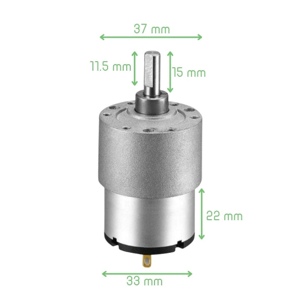 12V JGB37-520 DC Geared Motor – 960RPM High Speed – Voltaat