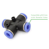 Voltaat Push-to-Connect Pneumatic Fitting PZA-6 – 4-Way X Connector 6mm