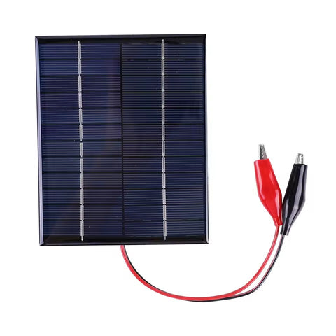 12V 5W Solar Panel (136x110mm) - Alligator Clips 12V 5W Solar Panel (136x110mm) - Alligator Clips