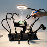 Voltaat Soldering Helping Hands Station with PCB Vise, LED Magnifier & 6 Flexible Arms
