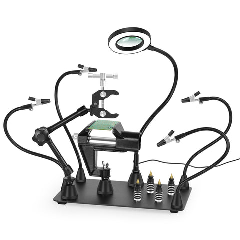 Voltaat Soldering Helping Hands Station with PCB Vise, LED Magnifier & 6 Flexible Arms