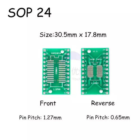Double Side SMD SOP to DIP Adapter – SOP 8/10/14/16/20/24 Double Side SMD SOP to DIP Adapter – SOP 8/10/14/16/20/24