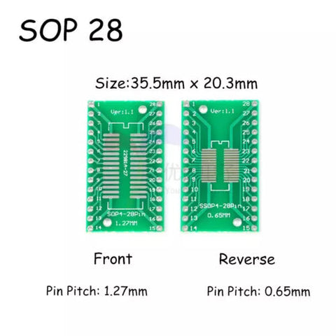 Double Side SMD SOP to DIP Adapter – SOP 8/10/14/16/20/24 Double Side SMD SOP to DIP Adapter – SOP 8/10/14/16/20/24