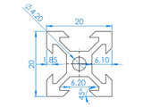 Voltaat V-Slot 2020 Aluminum Extrusion Profile - 500mm