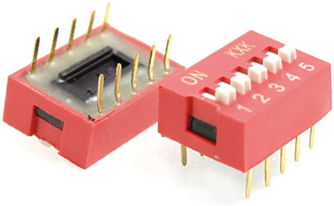 5 Position DIP Switch – 2 Pack 2.54mm Pitch 5 Position DIP Switch – 2 Pack 2.54mm Pitch