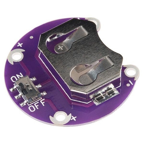 LilyPad Coin Cell Battery Holder – CR2032 with On/Off Slide Switch LilyPad Coin Cell Battery Holder – CR2032 with On/Off Slide Switch